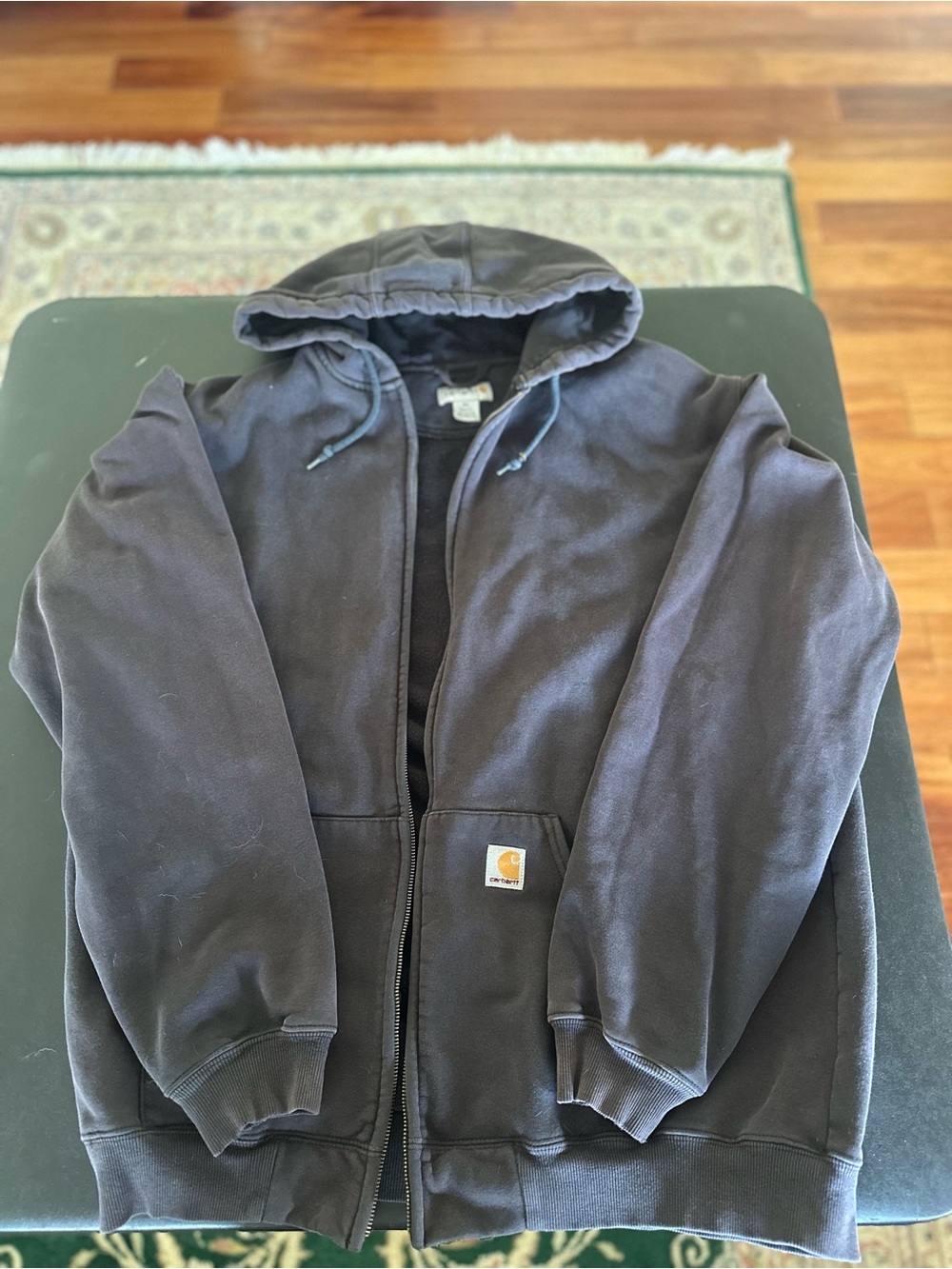 (Missing Zipper) Carhartt Men’s Charcoal Hooded Zip Jacket Size XL Tall